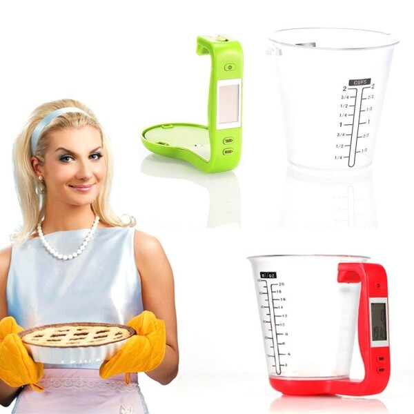 Taza Medidora Graduada 600ml + Balanza + Termometro 3 en 1 Variante Color Verde
