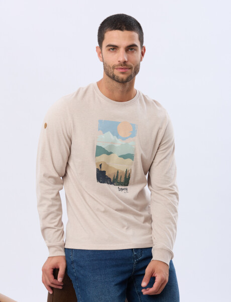 REMERA ESTAMPADA DE ALGODÓN Beige