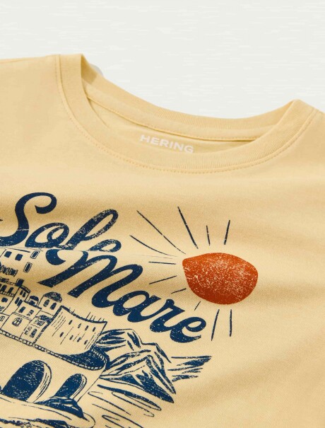 CAMISETA BÁSICA INFANTIL CON ESTAMPA AMARILLO