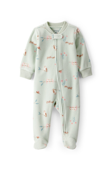 Pijama una pieza de micropolar, con pie, diseño búhos Sin color