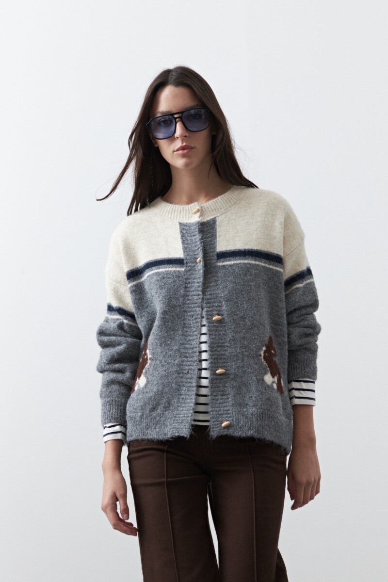CARDIGAN RABBIT Gris Melange