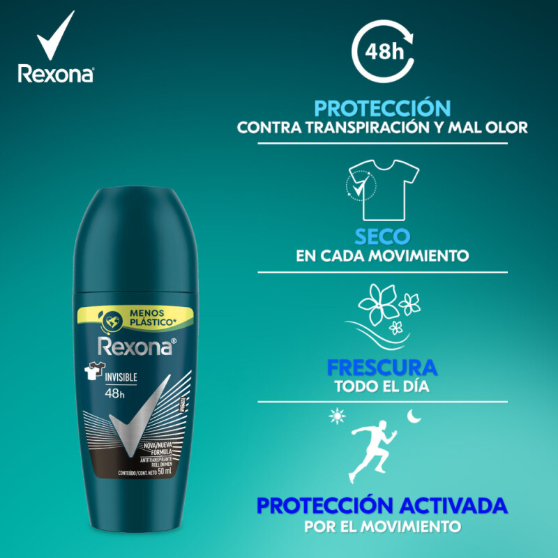 Antitranspirante en Roll On Rexona Men Invisible 50 ml Antitranspirante en Roll On Rexona Men Invisible 50 ml