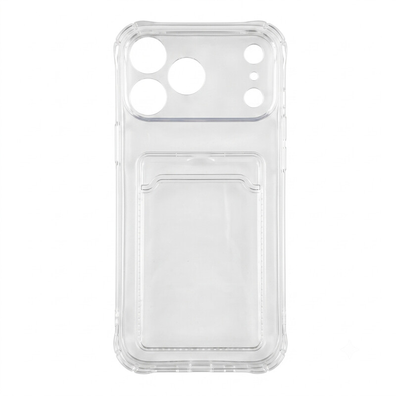 Estuche TPU Para IPhone 17 Transparente con Tarjetero Estuche TPU Para IPhone 17 Transparente con Tarjetero