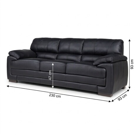 Sofá Oxford - Cuero Básico - 3 cuerpos Negro - (Preventa)