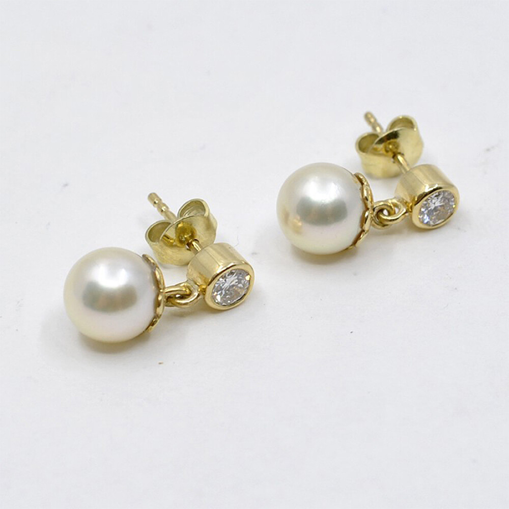 Caravanas Oro 18K Brillantes Y Perlas De Cultivo Caravanas Oro 18K Brillantes Y Perlas De Cultivo