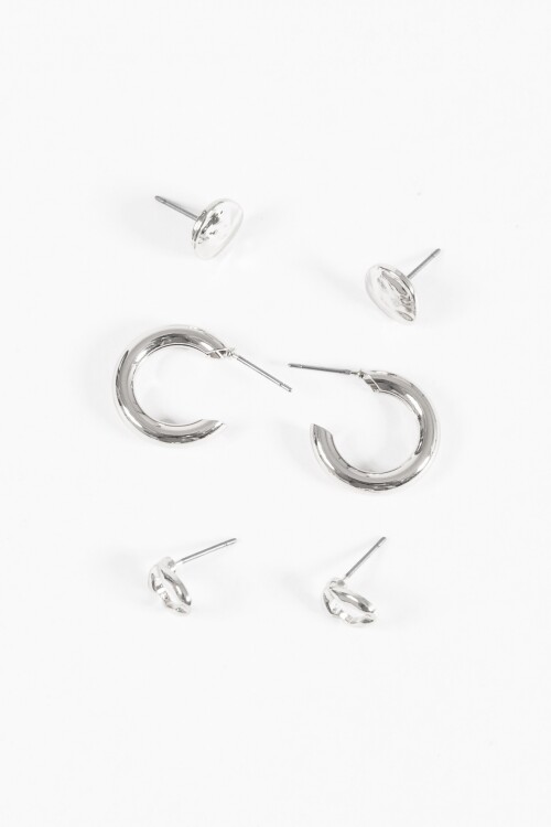 Set de caravanas pin plateado