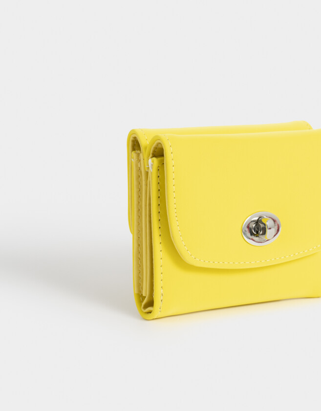 Billetera Clasico Billetera De Cuerina Con Broche - Amarillo Medio