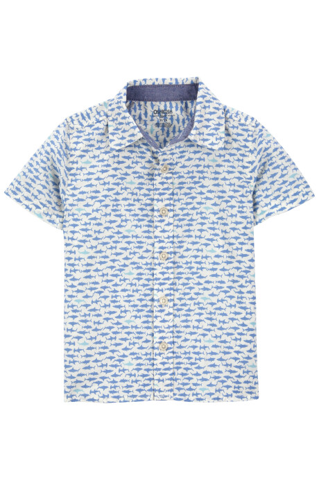 Camisa de algodón, manga corta, diseño tiburones Camisa de algodón, manga corta, diseño tiburones