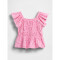 SS FLTR SMOCKED JSY TOP - MARCH PARISIAN PINK