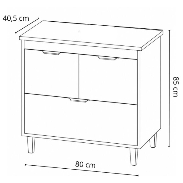 MUEBLE DE BAÑO 80 CM CON MESADA DE CUARZO SIN BACHA - BLANCO/FUME MUEBLE DE BAÑO 80 CM CON MESADA DE CUARZO SIN BACHA - BLANCO/FUME