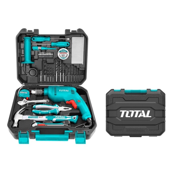 Taladro Percutor 680W - 13mm - Kit 115 piezas Total Super Select Taladro Percutor 680W - 13mm - Kit 115 piezas Total Super Select