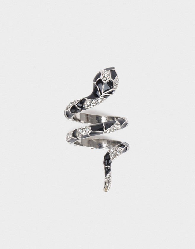 Anillos Medianos y Grandes Con vibora Anillo De Serpiente - Plateado