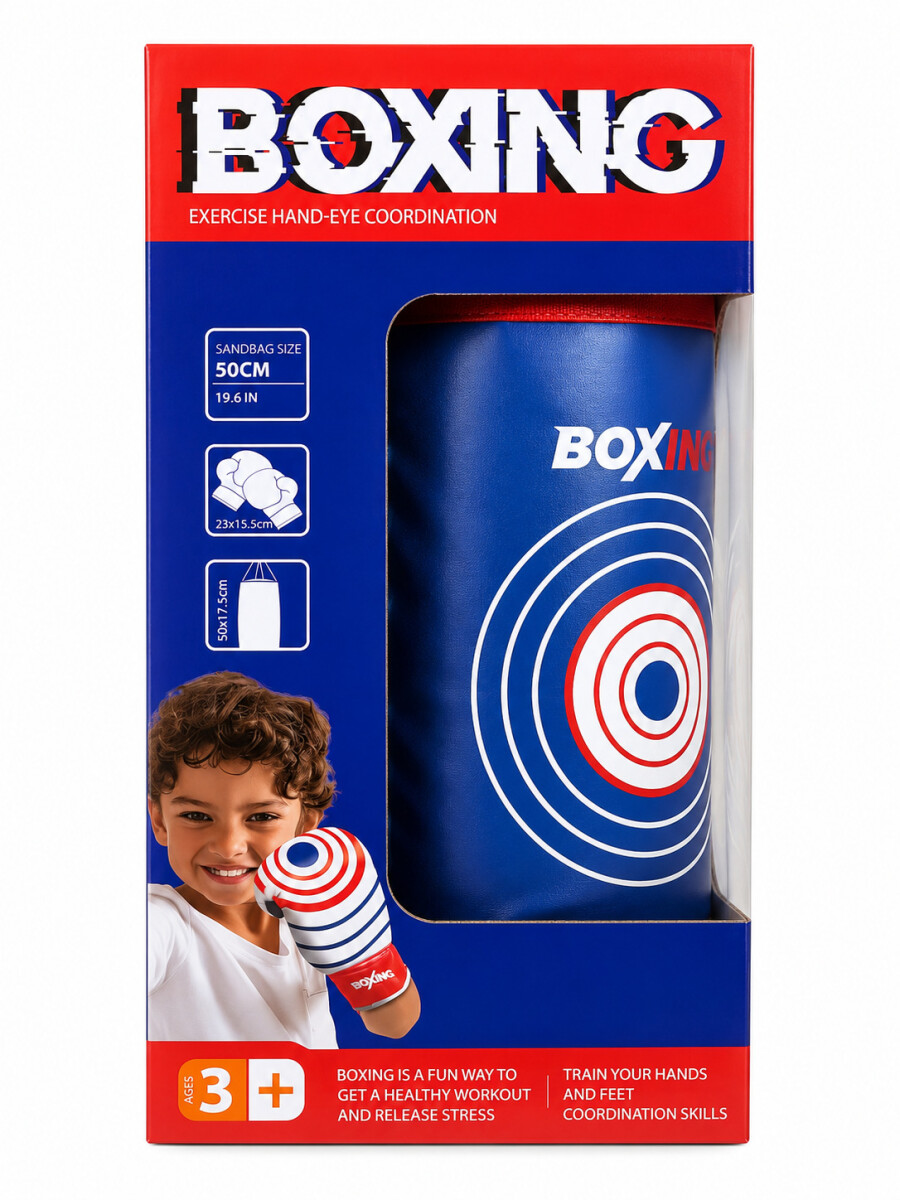 BOLSA DE BOXEO CON GUANTES - AZUL 