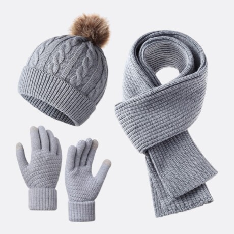 Set Abrigo Essential Winter Tres Piezas Adulto Gris