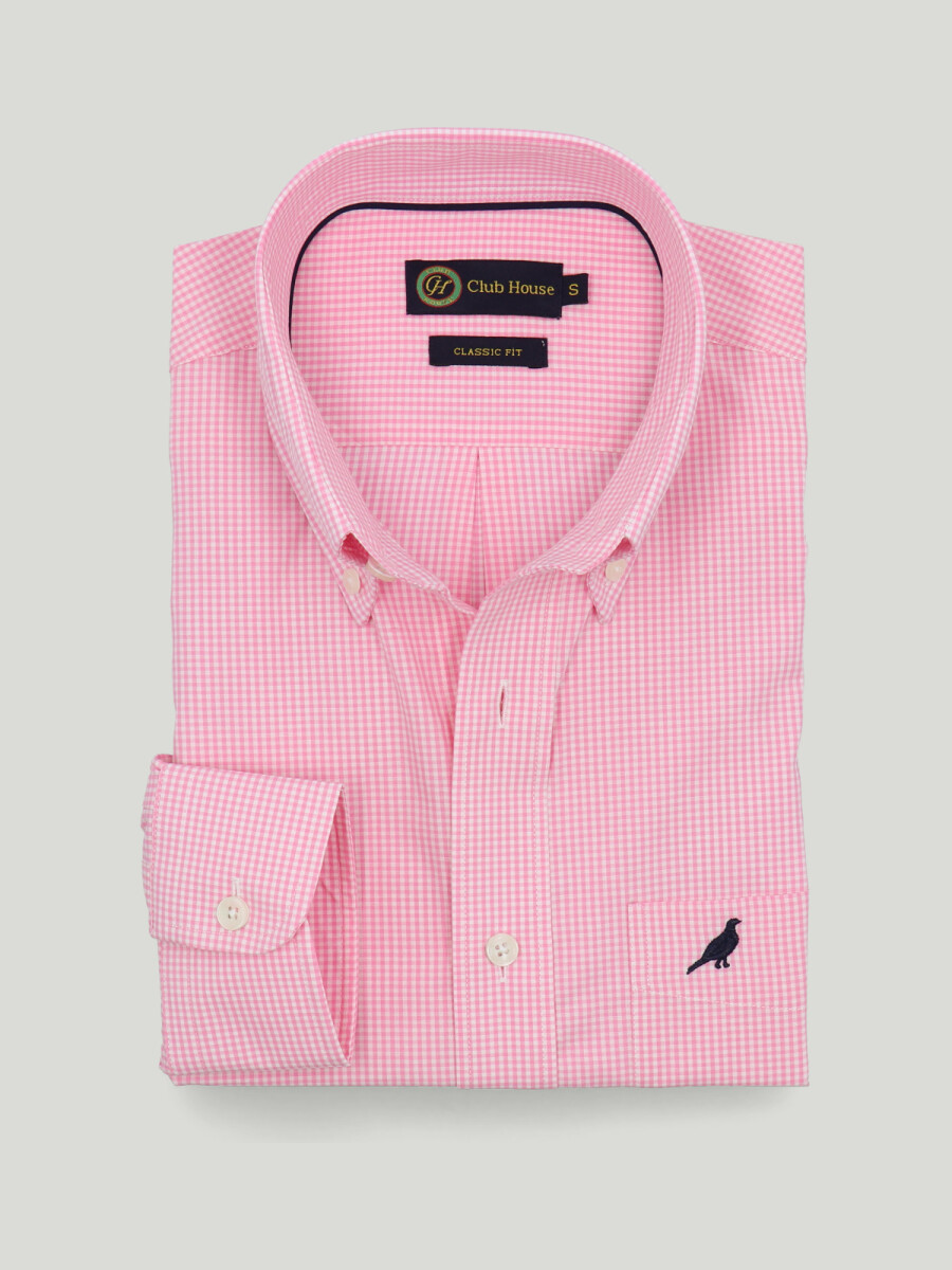 Camisa Button Down classic fit - Cuadros rosa 