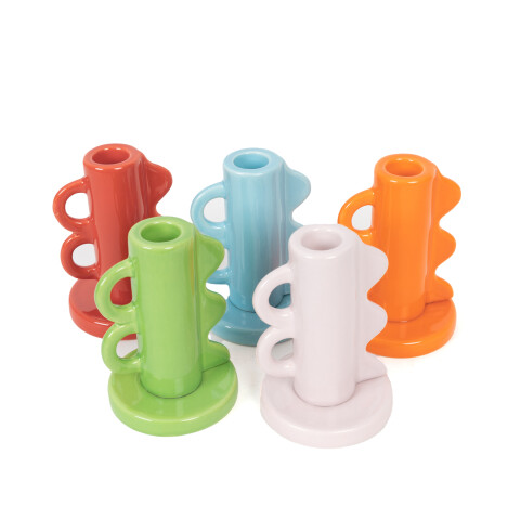 Candelabro porta velas Doble asa Vintage Rosa