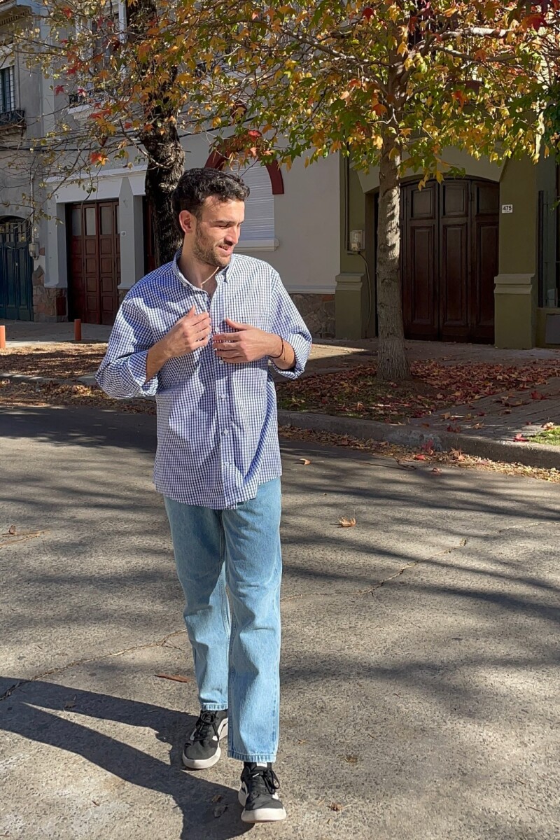 Camisa Escocesa Brixton Azul - Blanco