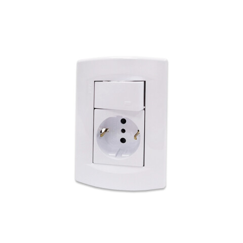 Plaqueta armada int.bipolar + schuko, blanco puro SK3478