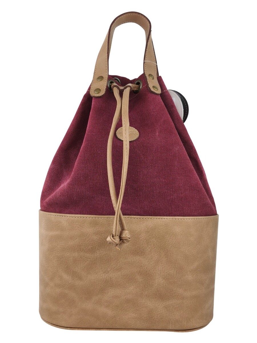 Matera bolso con división - Beige con Bordó 