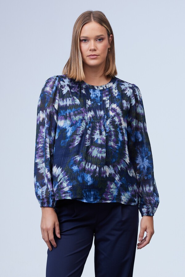 Blusa Gasa Shibori MULTI/AZUL