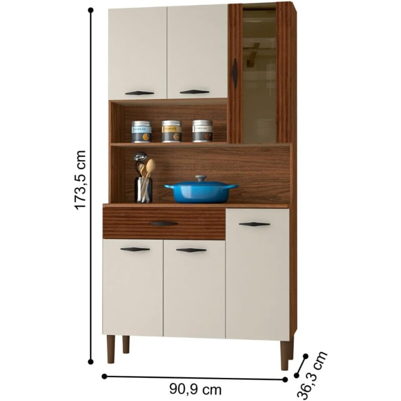 Cocina Golden 6 Puertas Ripado Nogueira Off White Paraná Cocina Golden 6 Puertas Ripado Nogueira Off White Paraná