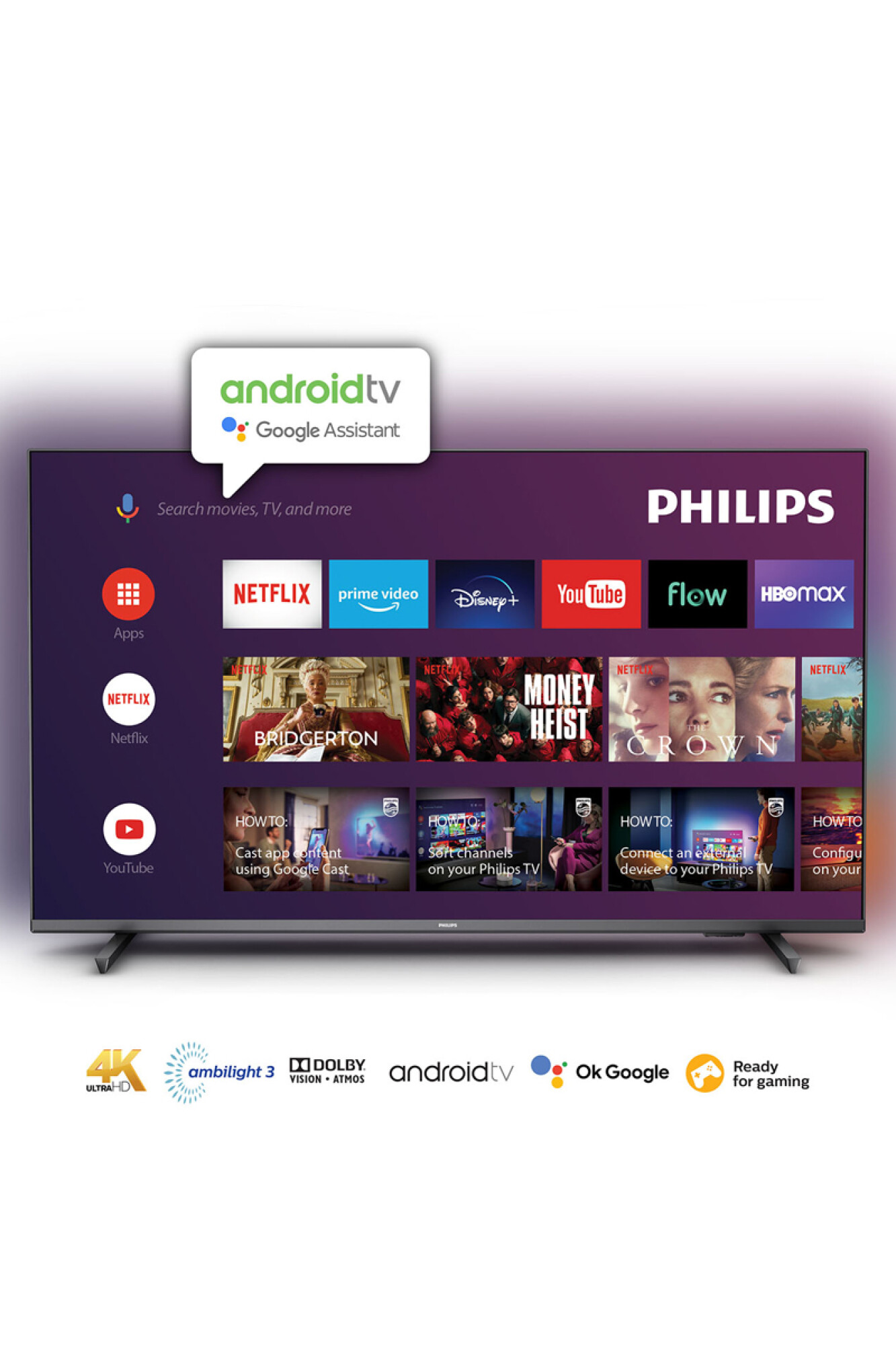 Chip Adición Palabra Smart TV Philips Android 55" 4K Ambilight — Philips