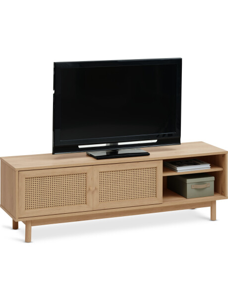 Mueble TV HALMSTAD 2 puertas corredizas ratán sin Mueble TV HALMSTAD 2 puertas corredizas ratán sin
