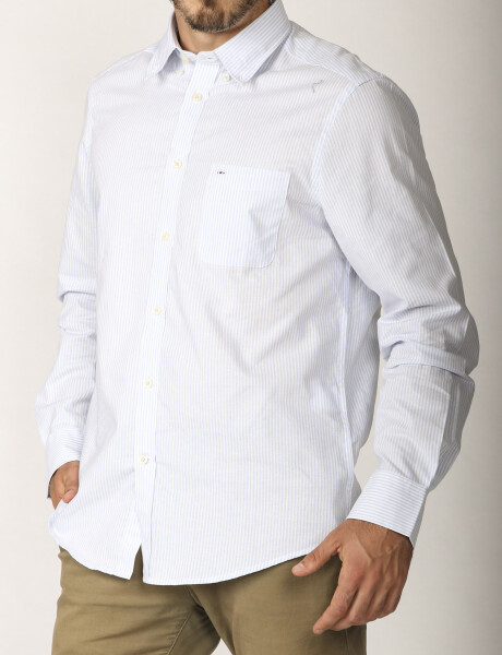 012108 CAMISA HARRINGTON LABEL Blanco/celeste