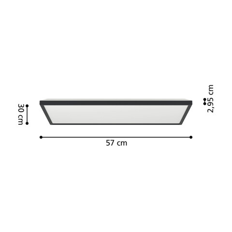 Plafón negro IP44 LED 17,2W 3 tonos 58X31cm ROVITO EG3620