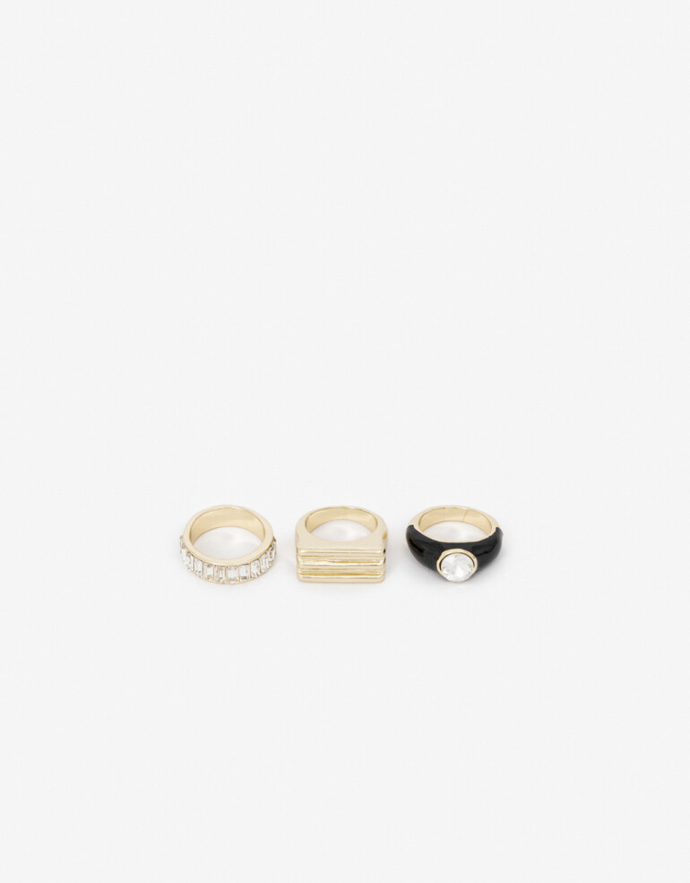 Sets Anillos Color Set De Anillos Con Esmalte - Combinacion Bicolor
