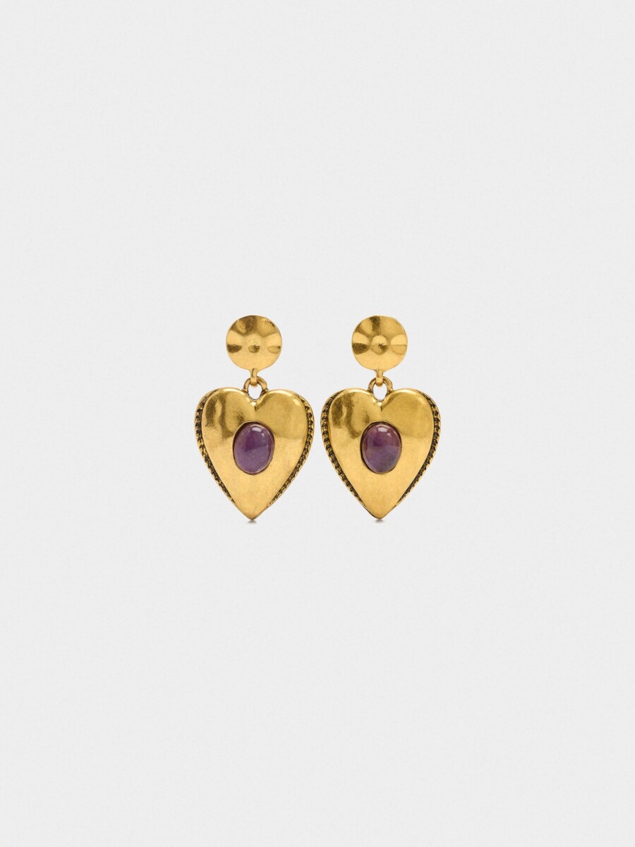 Pendientes Corazón Con Piedra verde