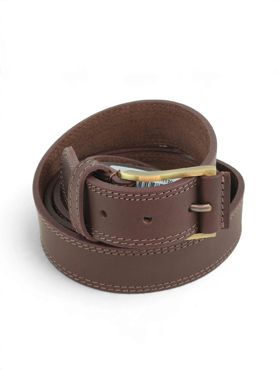 Cinturón de cuero vacuno jeanero de 3.5cm - Chocolate 