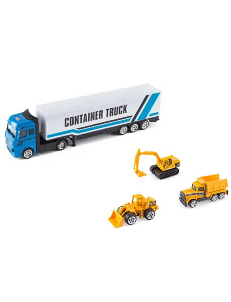 Camión con trailer + 3 vehículos de construcción Camión con trailer + 3 vehículos de construcción
