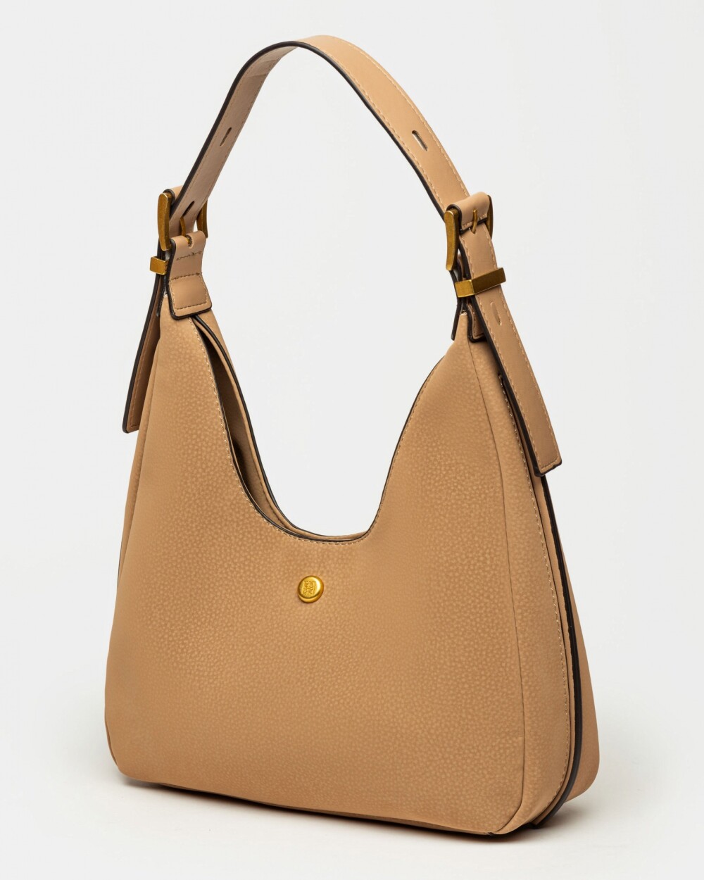 Cartera al hombro Raw en efecto gamuza Taupe