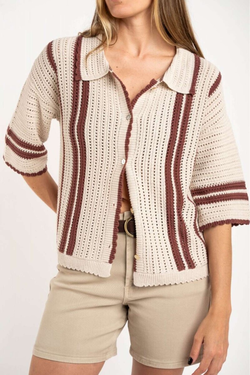 Camisa Crochet Rayada - Nacar 