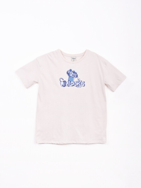 REMERA UNLOCKS STITCH BEIGE (V)