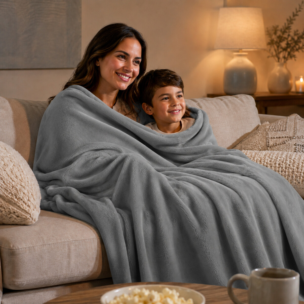 Manta Frazada Polar Suave Abrigada Liviana Invierno 225x220 - Gris 