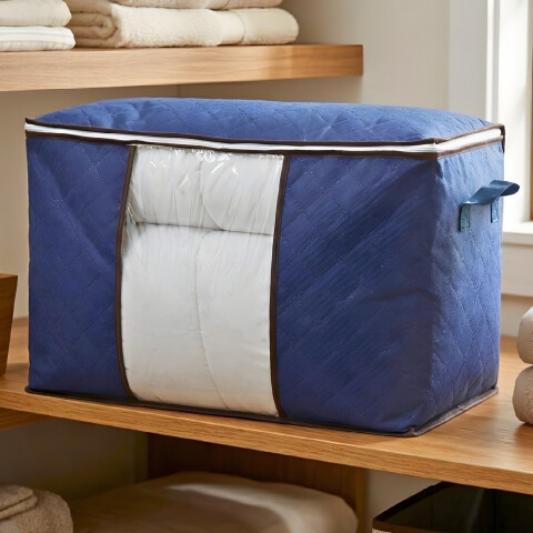 Caja Organizadora De Tela Guarda Mantas Ropa 60x45x30 Cm Color Variante Violeta