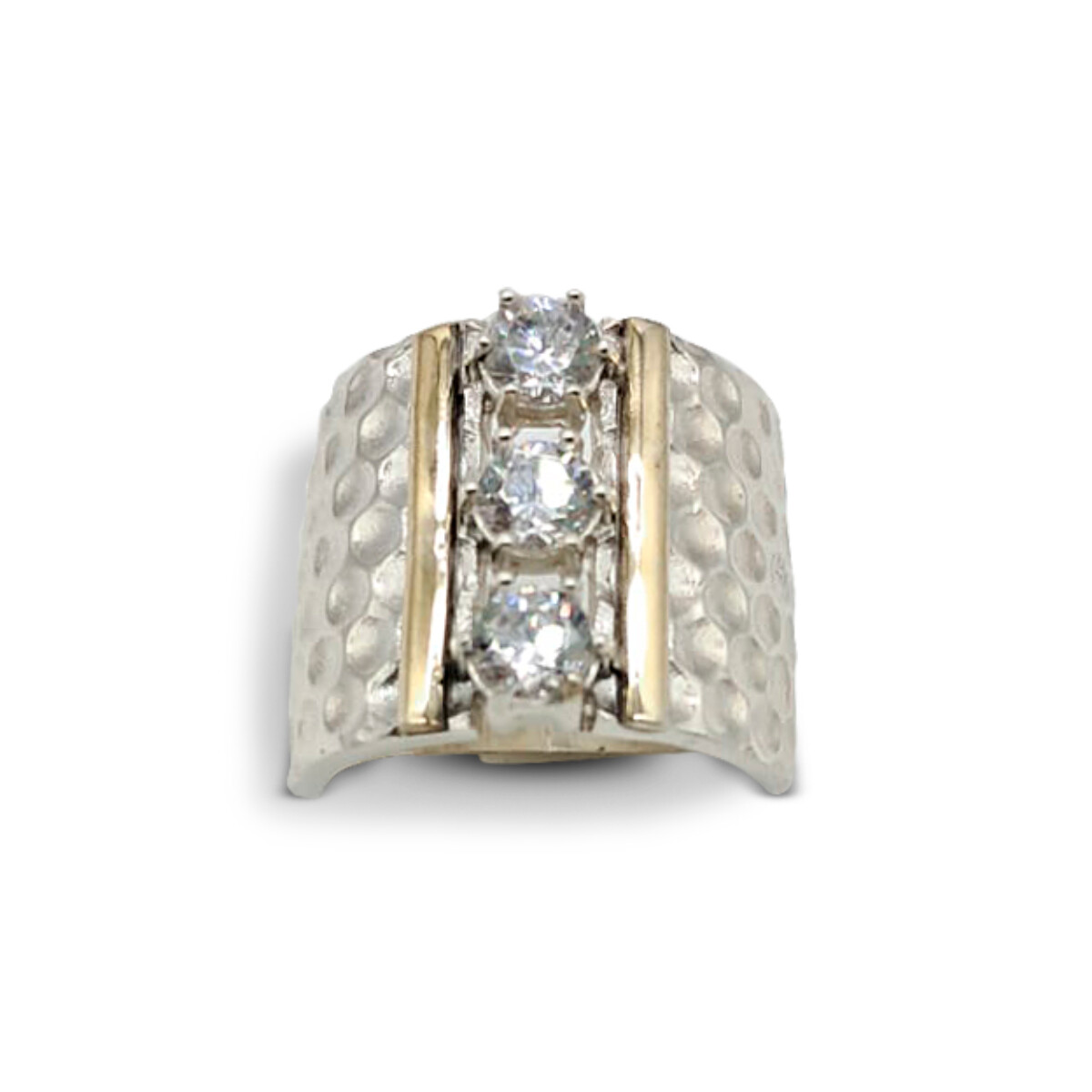 Anillo de plata 925 con circonias y double en oro 18 ktes. 