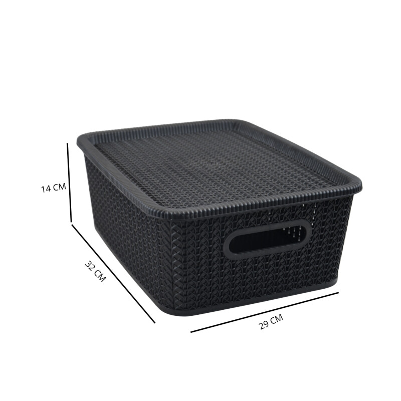 Caja organizadora símil ratán 12,5lt NEGRO