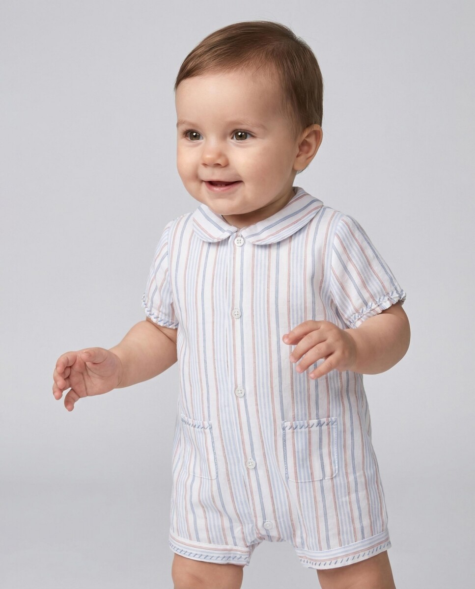 Pijama De Rayas - Gris 