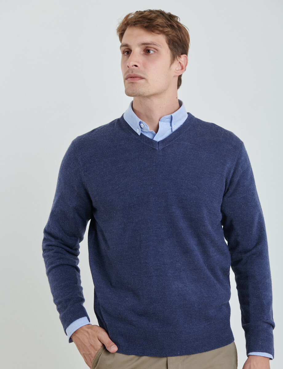 470313 SWEATER V HARRINGTON URBAN Azul Melange