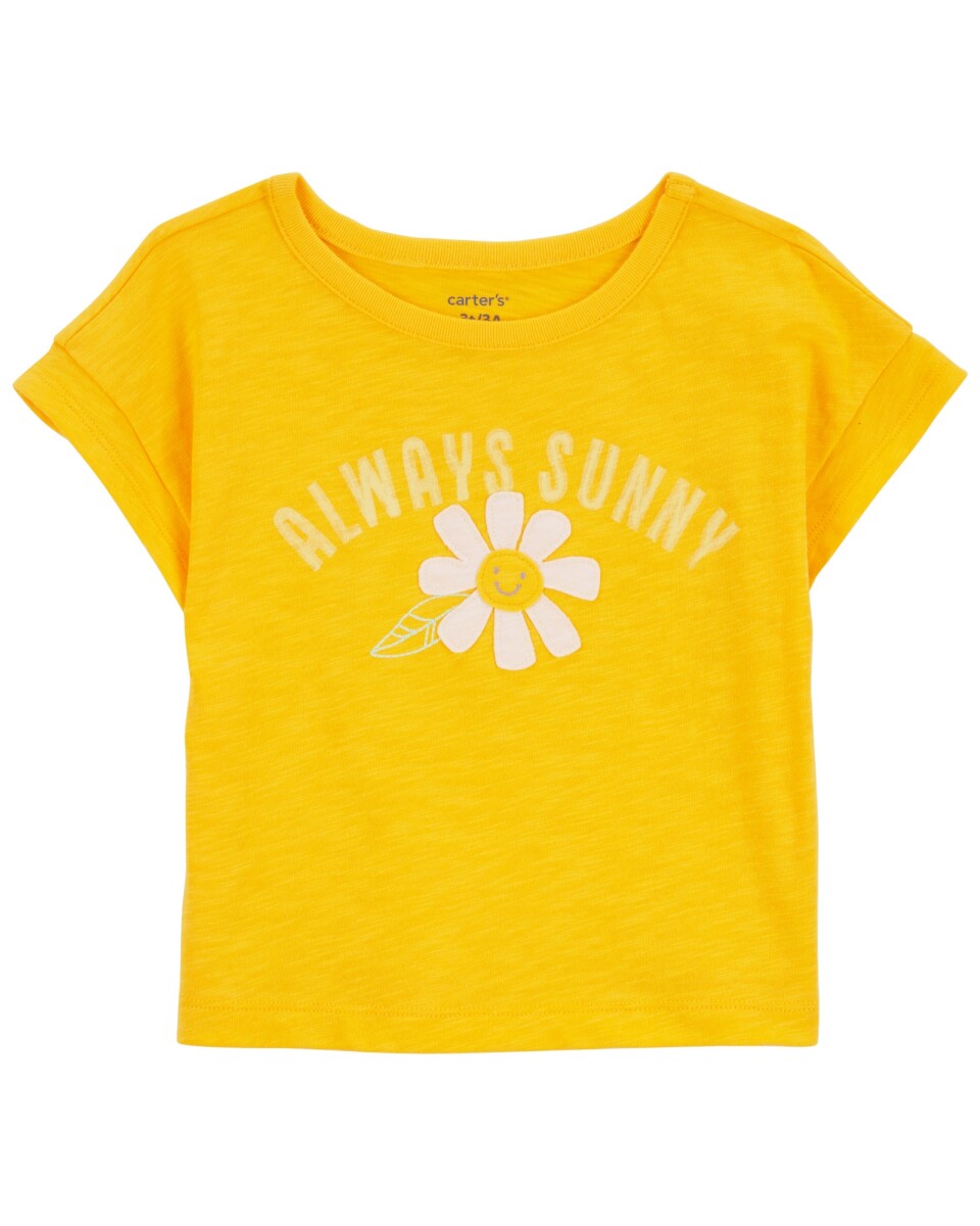 Remera de algodón, manga corta, estampada 