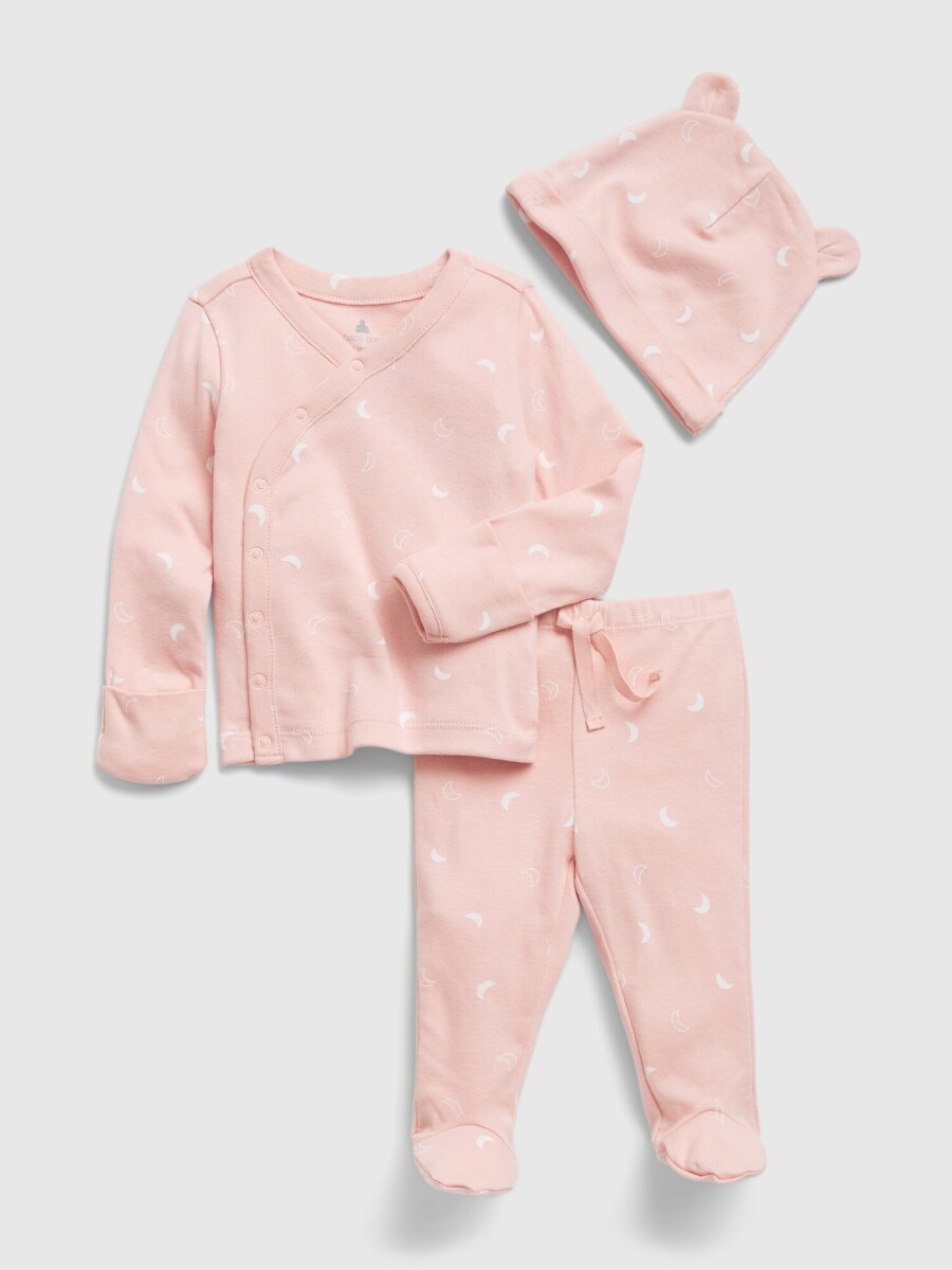 Set De Remera, Pantalón Y Gorro Bebé - Pink Dust 