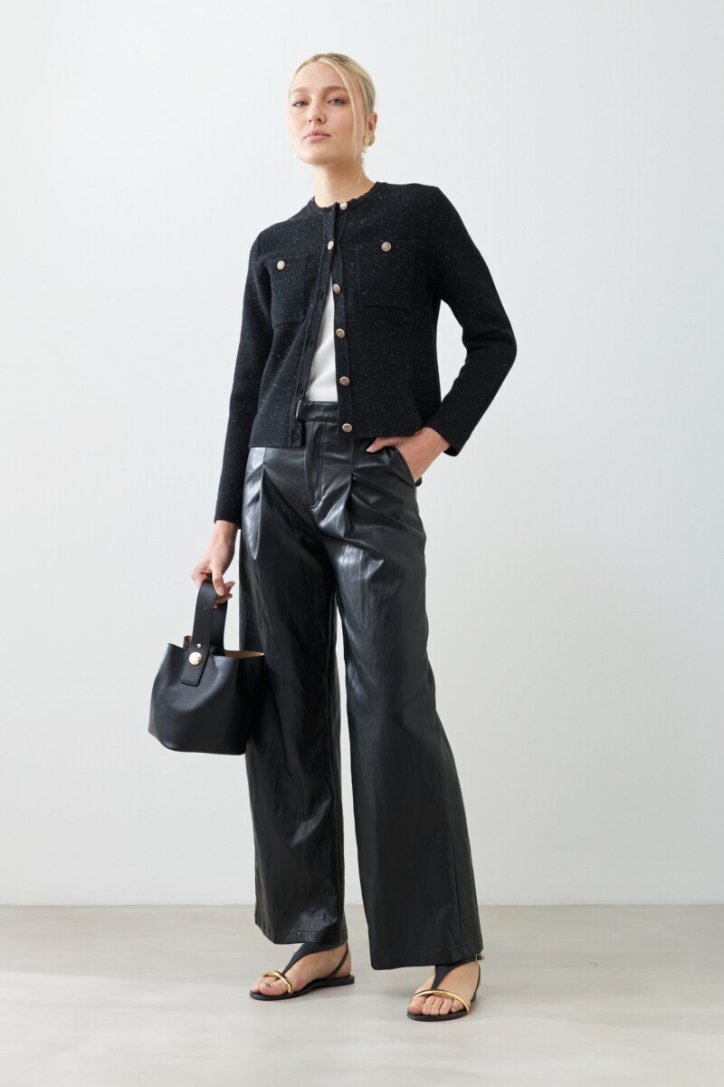 Chaqueta tejida con bolsillos negro