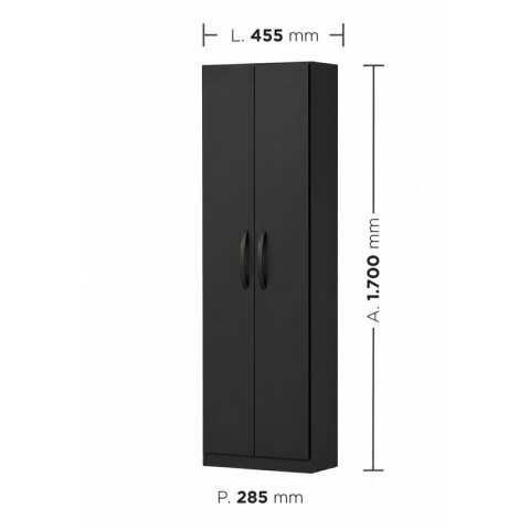 Mueble Multiusos Organizador de 5 Estantes con 2 Puertas - 170x 45,5 x 28,5 cm - Negro Mueble Multiusos Organizador de 5 Estantes con 2 Puertas - 170x 45,5 x 28,5 cm - Negro
