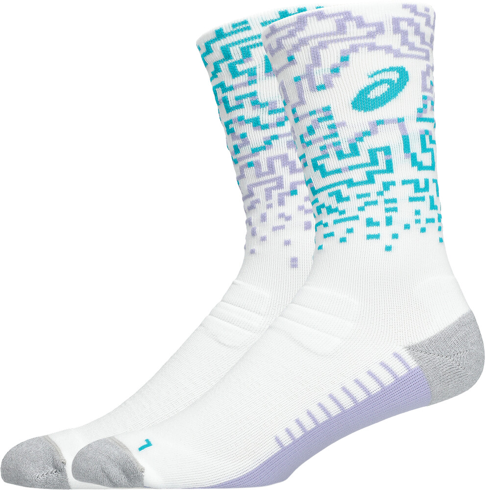 Medias Running Performance Run Sock Crew Unisex White/energy Aqua/fresh Air