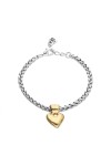 PULSERA DE CADENA BAÑADA EN PLATA DE LEY CON DETALLE DE CORAZÓN BAÑADO EN ORO 18K Pulsera
