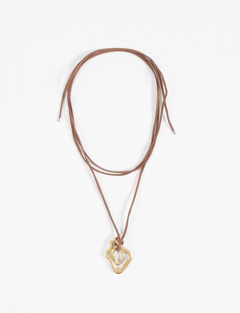 Collar acero con cordón dije irregular - dorado 