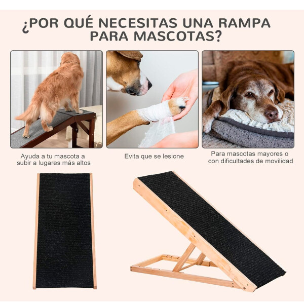 Rampa Escalera Plegable Para Mascotas RAMPA PARA MASCOTAS FIELTRO Y MADERA